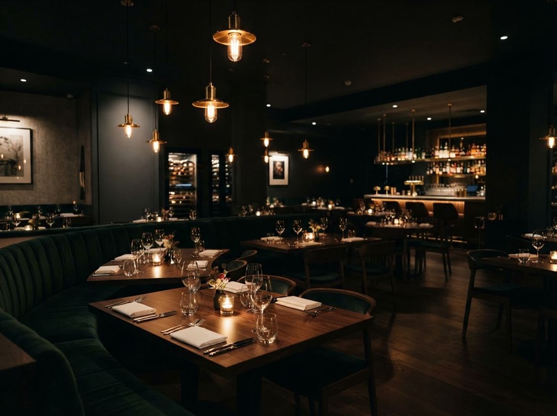 Sala restaurantului NOIRÉ, seara